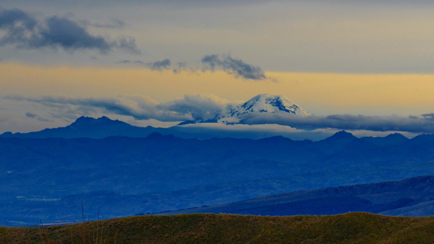 6310 meters high Chimborazo at sunset